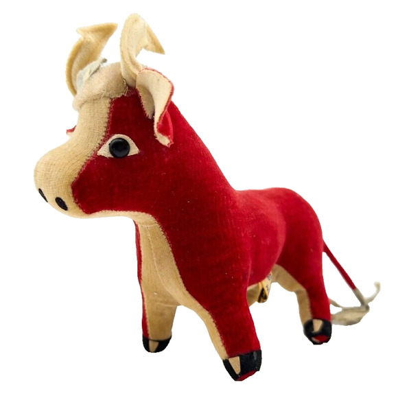 Dream Pets Red Bull/Cow/Ox 1960s R. Dakin & Co. Scarce Plush Stuffed Animal - Picture 1 of 13